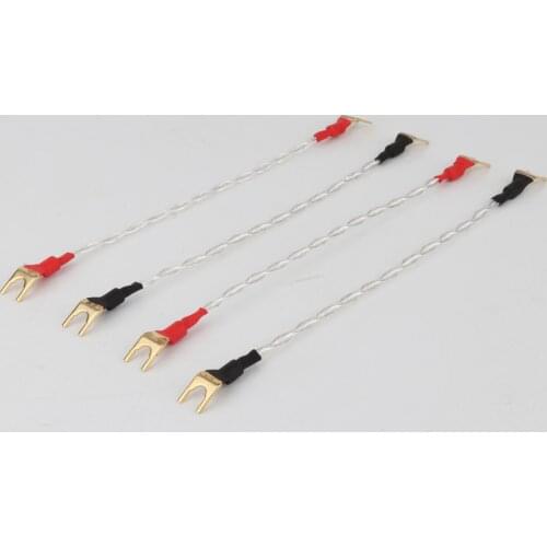 Hi-End Audio OFC Silver Plated Jumper Cable Hifi Speaker Jumper Speaker Cable Audio Jumper with Gold Plated Y Spade Terminal Plu