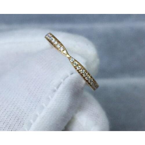 18K Tail ring DF Color Yellow Gold Moissanite jewelry wedding Engagement Eternity ring Anniversary ring