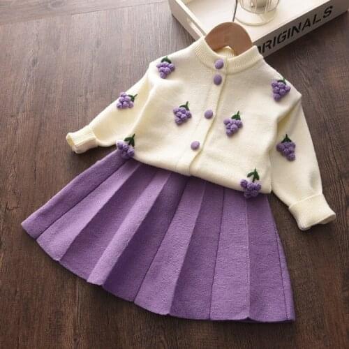 Girl Set 2020 New Autumn Girls Cartoon Stawberry Clothing Set Kids Knitted Sweet Christmas Children Casual Clothes Princess Suit