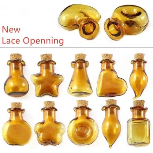 Lace Open Small Glass Cork Bottles Glass Box Wishing Jar Wedding Home Decor Stopper Diy Hand Crafts Dry Herb Storage Pendants