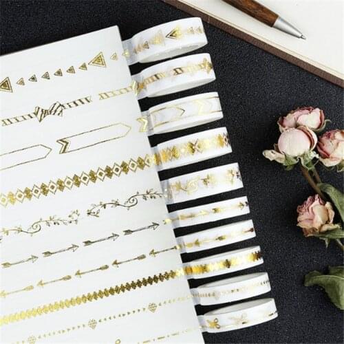 1Pc Foil Washi Tape Quality Stationery Diy Scrapbooking Photo Album School Tools Kawaii Scrapbook Paper Stickers Gift