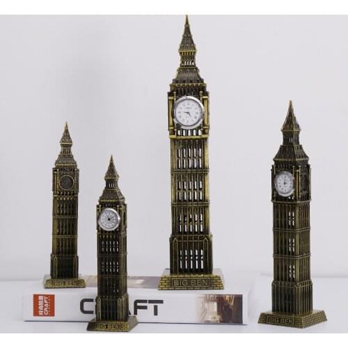 London Big Ben Model Decor Home Office Window Table Ornaments Souvenir Vintage Decoration Figurine Miniature Chic Zinc Alloy