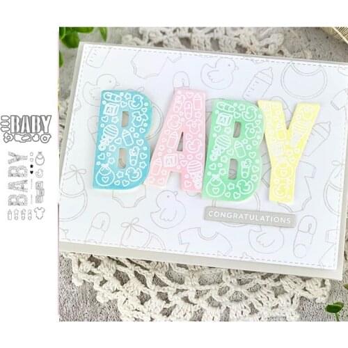 2021 New BABY Words Letters Metal Cutting Dies and Clear Stamps for Scrapbooking Craft Stencil DIY Album Sheet Mold Mould Decor