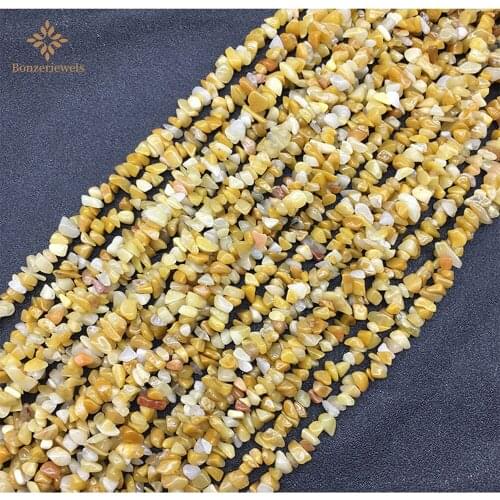 Fashion Yellow Jades Chalcedony Stone Irregular Gravel Stone 5x8mm Charms Loose Beads Diy Beautiful Jewelry Making 30"