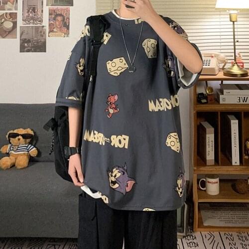 Men Women T-Short Tops Kawaii Printing Short sleeve Fitted Cartoon Anime Manga T-Shirt Clothes Loose Casual Japanese Top