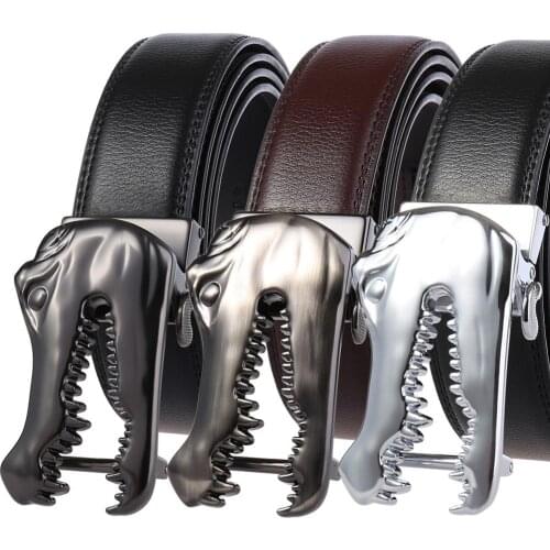 2019 Top Sale Popular Leather Belt New Crocodile Automatic Buckle Cowhide Designer Men Black Belt Brand Business Male Belts
