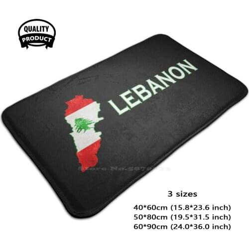 Lebanon Flag Map Sticker White Background 3D Soft Non-Slip Mat Rug Carpet Foot Pad Beirut Lebanon Prayforlebanon Flag Lebanon