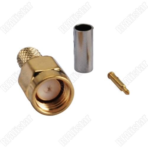 SMA Crimp Male Plug Connector For LMR195 RG58 RG400 RG142 Cable Straight Type