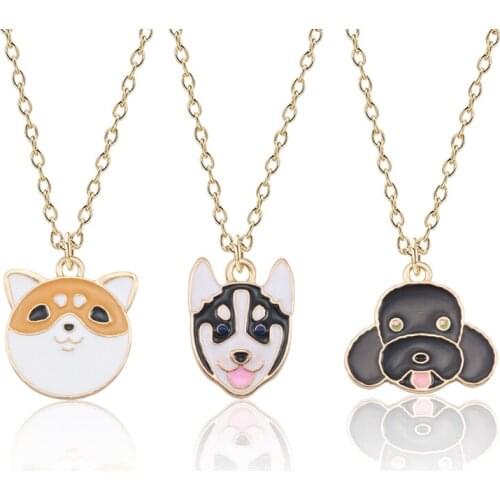 Cute Dog Necklace For Women Animal Puppy Doggy Pendant Kawaii Shiba Inu Husky Poodle Necklaces&Pendants Jewelry