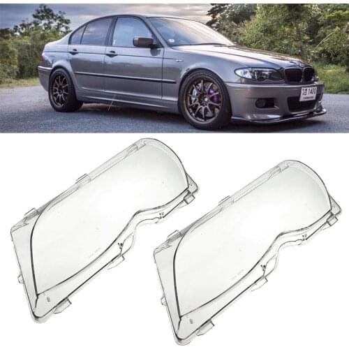 Pair Car Headlight Cover Lampshade Waterproof Bright Shell Cover Clear Lens For BMW E46 4 Door 2002-2005