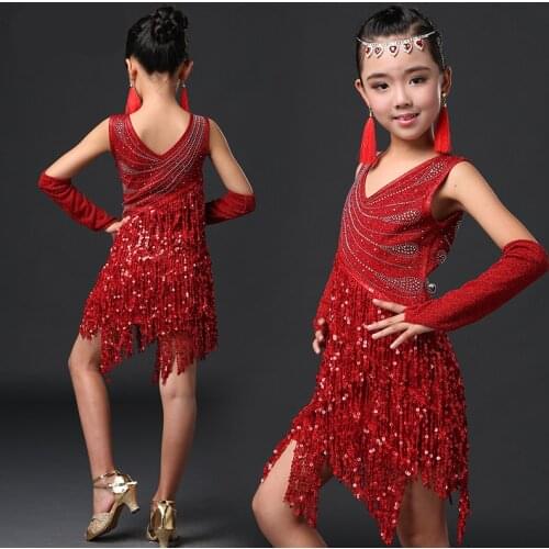 Children Performance Latin Dance Dress for Girls Ballroom Competition Dance Dresses Modern Waltz Tango Latin Dance Dress Kids