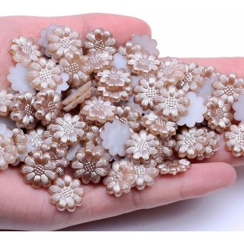 Sunflower 50pcs 13mm ABS resin pearl beads flatback pearls great for jewelry making wedding home decorations