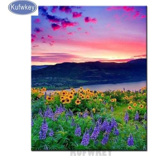 Full square/Round diamond embroidery flower natural scenery 5D diy diamond painting cross stitch kit Drilling mosaic Wall Art