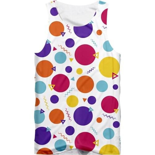IFPD EU Size New Harajuku Mens Casual Tank Top Cool 3D Print Colorful Geometric Figures Vest Mans Fit Slim Sleeveless Singlets