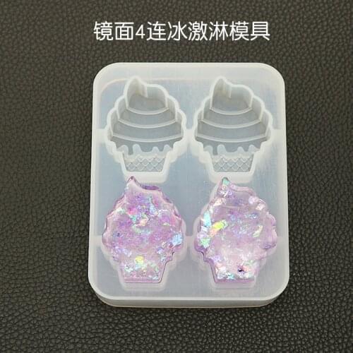 Diy crystal gel mold ice cream mold 4 with mirror hand-pendant baking plaster gel resin mold