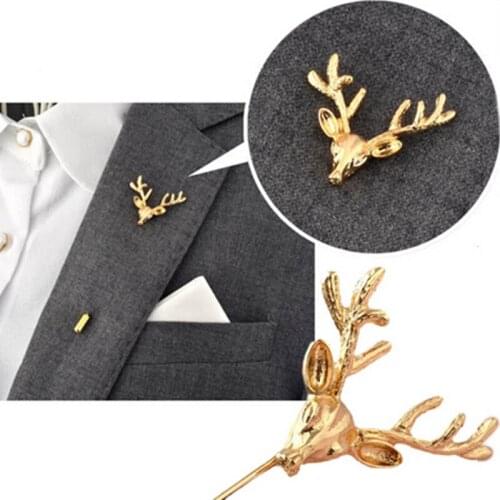 Promotions Brooch !! Christmas Men Brooch Pins Deer Head Thorn Pin Collar Pin Wholesaler Reseller Christmas Jewelry Gifts BR801
