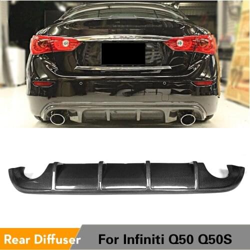 Carbon Fiber FRP PU Rear Bumper Diffuser Lip Spoiler for Infiniti Q50 Base and Sport 2014 - 2017 Exhaust Diffuser