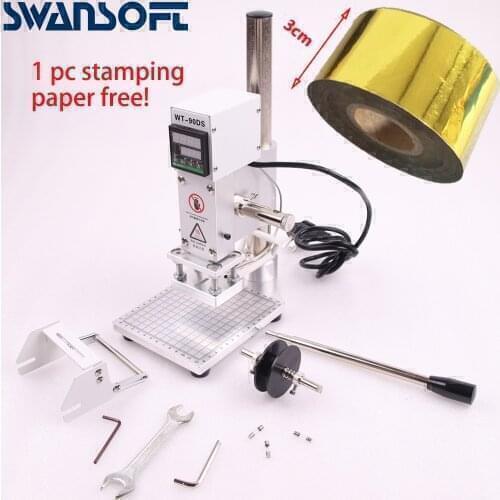 SWANSOFT 90DS leather LOGO Creasing Embossing machine for Cosmetics Business Card Hot Foil Stamping