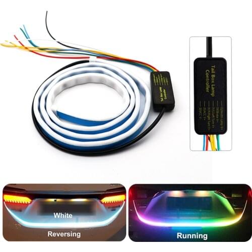 12V LED Strip Light For Car Trunk RGB 5050 120cm 60 LEDs IP68 Auto Styling Flowing Rear Turn Signal Lights Brake Reversing Lamp