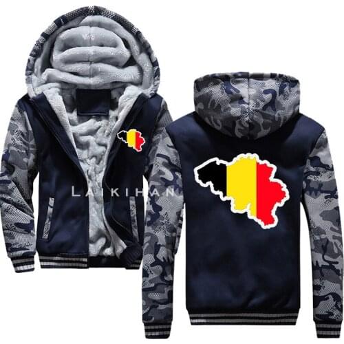 Belgium Map Flag Thicken Hoodie Coat Hoodies Men 2021 Autumn Winter Hoody Hoodie Jacket Male Harajuku Mens Jackets Sweatshirt