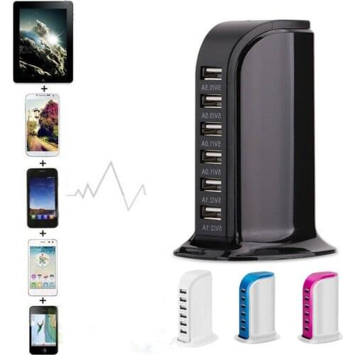 Universal 6 USB Port Charger Quick Charge Charging Dock Station Desktop Travel Charger Hub 30W For iPhone