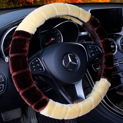 Universal Carr plush Steering-Wheel Covers Anti-slip Skidproof Durable 37-38CM/15" Dynamic Fibre Handmade Steering Wheel Cover