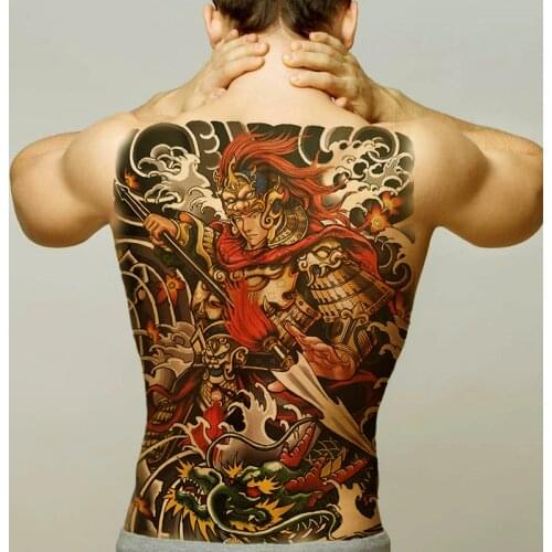 Temporary body tattoo large full back tatoo temporales for men waterproof temporary tattoo sticker chinese characters tatoo