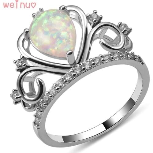 Weinuo White Fire Opal White Crystal Ring 925 Sterling Silver Top Quality Fancy Jewelry Wedding Ring Size 5 6 7 8 9 10 A447