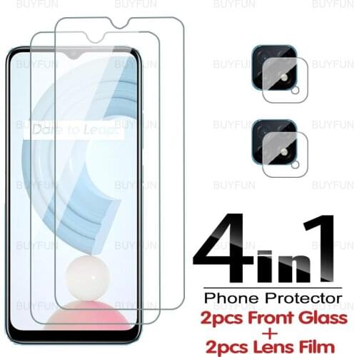 For Realme C21 4in1 HD Tempered Glass Case On For Realme C11 2021 C25 C25s realmi realmy 8 7 pro 7i Lens Protector Safety Film