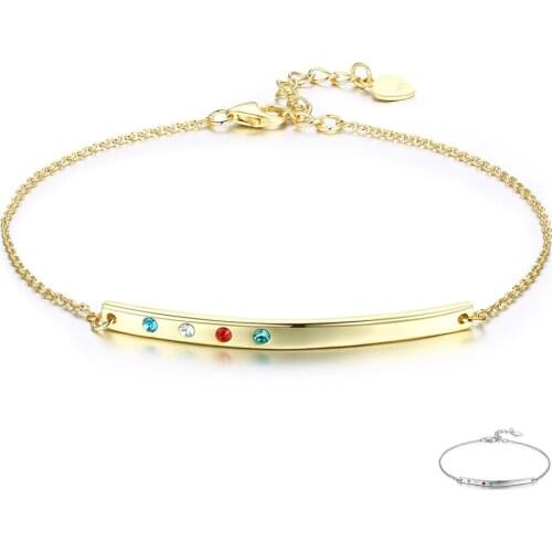 SILVERHOO S925 Sterling Silver Bracelet For Women Bar-Type Multicolor Fashion Simple Luxury Genunine Crystal Jewelry Trend