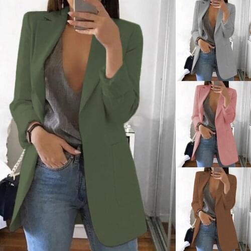 Womens Temperament Suit Jacket 2021 Autumn Long Sleeve Suit Collar Coats Business Formal Jacket Lady Cardigan Suit Slim Fit Top