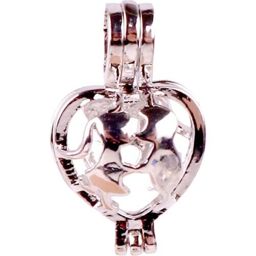 5pcs Dull Silver copper love kiss can be opened Beads Pearl Cage Pendant Locket Fairytale Party Essential Oil Diffuser