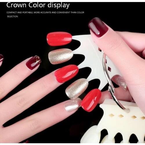 1lot Nail Polish UV Gel Color Palette Card Display An Crown Shaped Natural False Nail Tip Sticks Colored Practice Training Nails