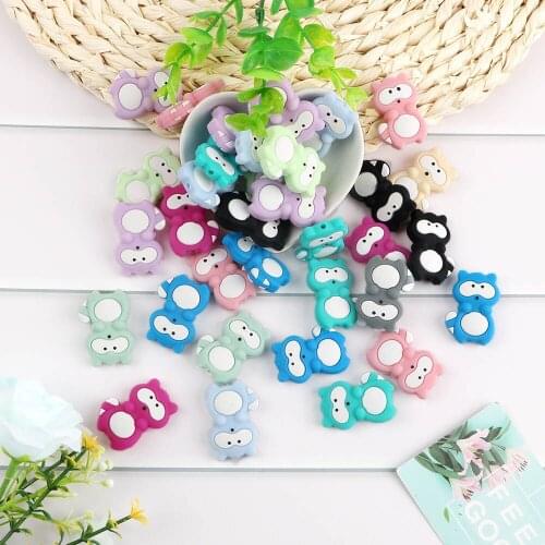 Kovict 10pcs Silicone Raccoon Beads Animal Pacifier Clip Accessories Baby Teether BPA Free DIY Beads For Teething Necklace