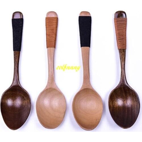 100pcs/lot 18.5*4cm High Quality Wood Spoon Flatware Kitchen Tool Soup Dessert Coffee Stirring Ice Cream wood spoon