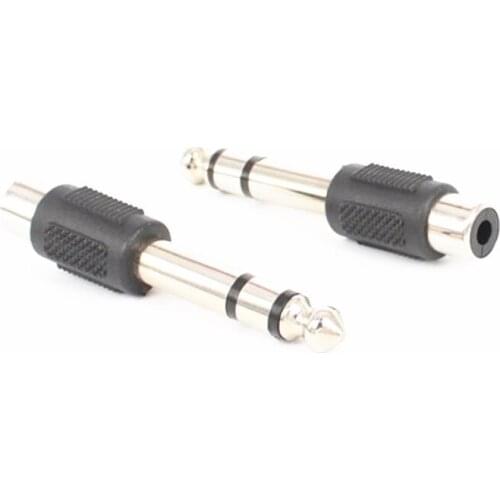 20pcs/lot Nickel plating RCA Jack Audio Connector 6.35mm Dual Plug to RCA Speaker Adapter