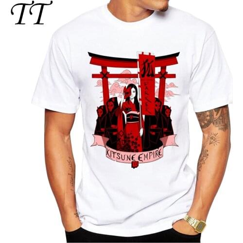 2019 Fashion Kitsune Empire Design Men T shirt Short Sleeve Casual t-shirt Hipster Fox Mask tees Cool Tops