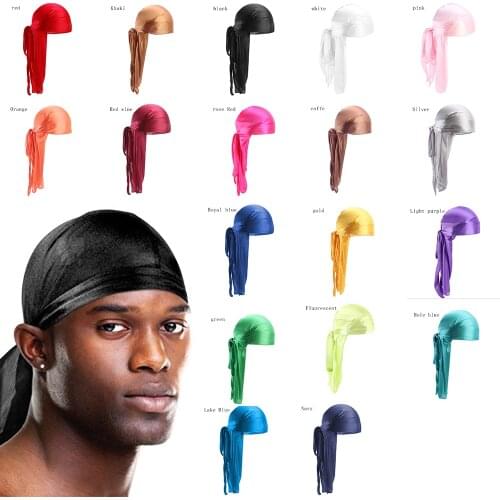 2020 Fashion solid silky durag hair accessories Breathable turban Cap Headwear hats for fedoras beanie durags for adults