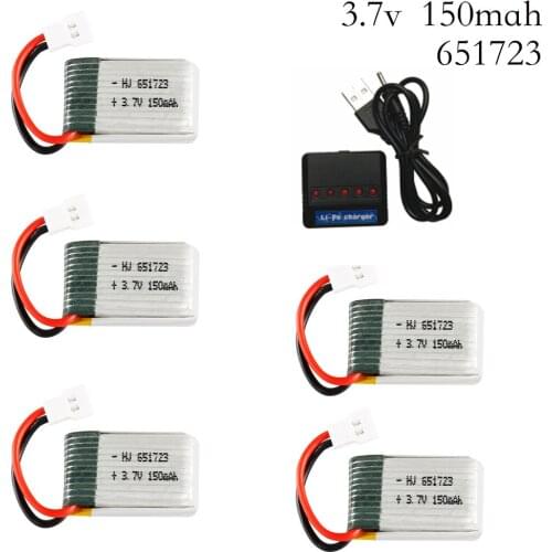 3.7v 150mah 30C battery For H2 H8 H48 U207 With (5 in 1) Charger RC Quadcopter Spare parts 3.7v LIPO Battery for H8 3.7 V 150mAh