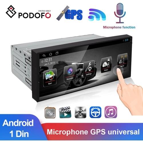 Podofo 1 Din Microphone Car radio Multimedia Video Player Universal Auto Stereo For Volkswagen Nissan Hyundai Kia toyota CR-V