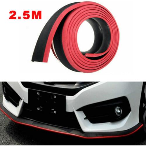 Car Universal Bmper Strip Carbon Fiber Rubber Exterior Front Bumper Lip Kit Car Sticker Lip Skirt Protector PVC Car-styling 2.5m
