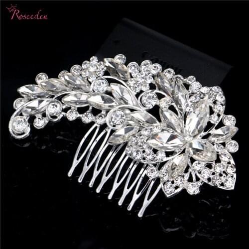 Noble Wedding Hair Combs For Bride Crystal Rhinestones Women Hairpins Bridal Headpiece Hair Jewelry Accessories RE899