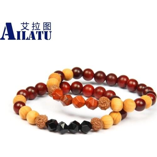 Ailatu Natural Wood Beads Healing Bracelet Anxiety Relief Fidget Energy Jewelry Top Quality Yoga Love Accessories
