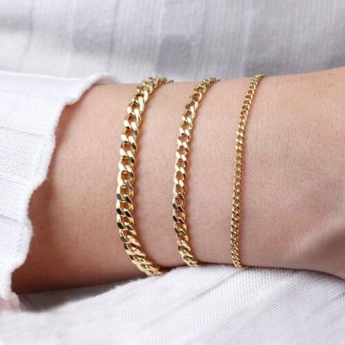 Miami Cuban Chain Neckalce for Women Stainless Steel Gold Filled Curban Bracelet Stacked Jewelry 3/5/7/9/11mm