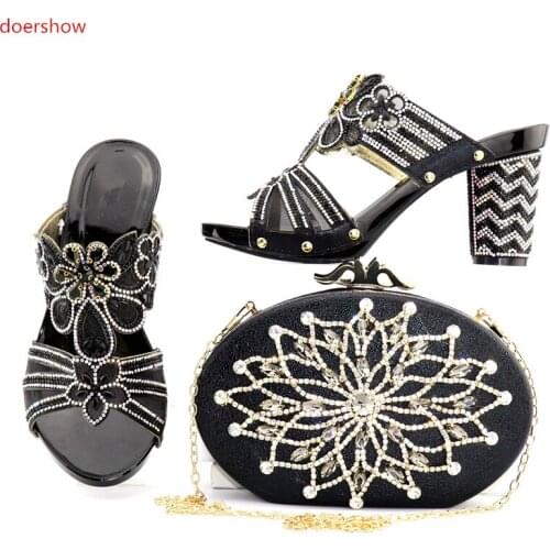 Doershow beautiful African Shoes and Bag Set Italian Shoes with Matching Bags High Quality Women Shoe and Bag To Match SNJ1-5