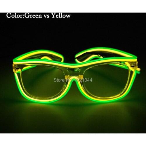 Hot DC-3V Steady on Inverter EL Wire LED Sunglasses Glwoing Transparent glasses Dance DJ Party Decorative Party supplies