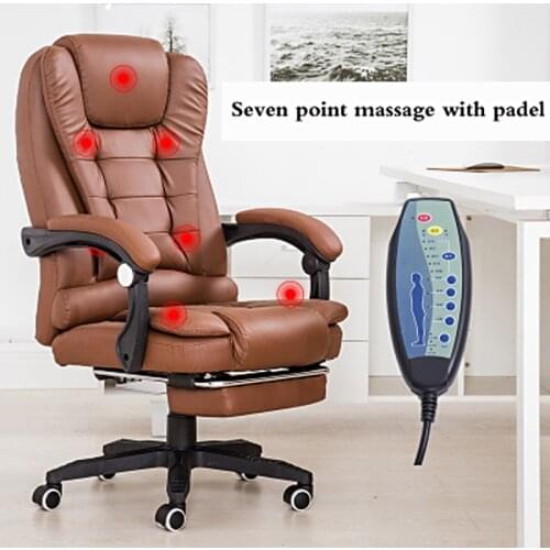 Office Chair Rotatable Lift With Footrest Reclining Massage Chair Ergonomic Computer Armchair Match best nylon feet / PU Leather