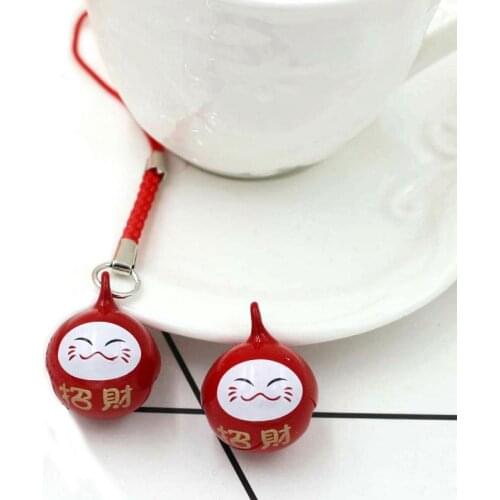 Round Lucky Cat Jingle Bell Charms Bracelet Necklace Pendant Craft Handmade Jewelry Findings