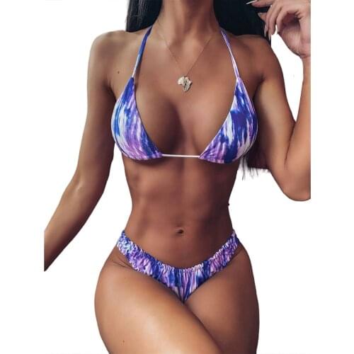 Summer Triangle Padded Swimwear Women Push-up Biquinis Beach Swimsuit Print Colorful Bikini Set Sport Swimwear 2 pcs Brazilian