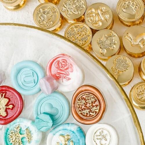 Mini Brass Lacquer Seal Rose Paper Airplane Wax Stamp Gift Packaging Sealing Hand Account Wax Seal Greeting Card Decoration